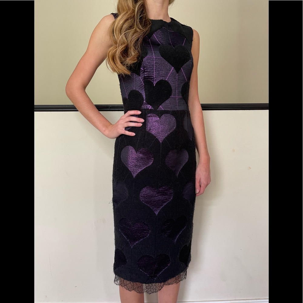 NWT Marco‎ Bologna Purple & Black Dress with hearts / SZ 40 or 4